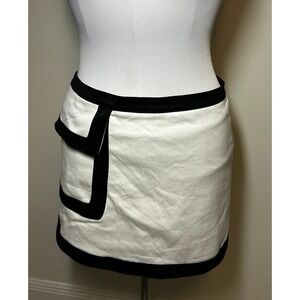 Bebe White Black Colorblock Mini Skirt Size 6 Mod Graphic Trim Made in USA